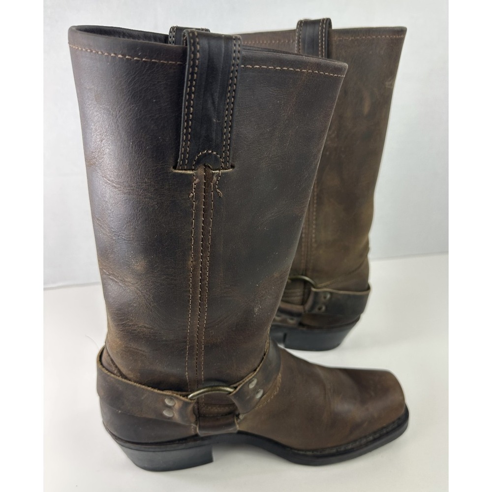 Frye Harness Boots Brown Leather Square Toe USA Made Men's 7.5 M Biker Moto - Picture 2 of 15